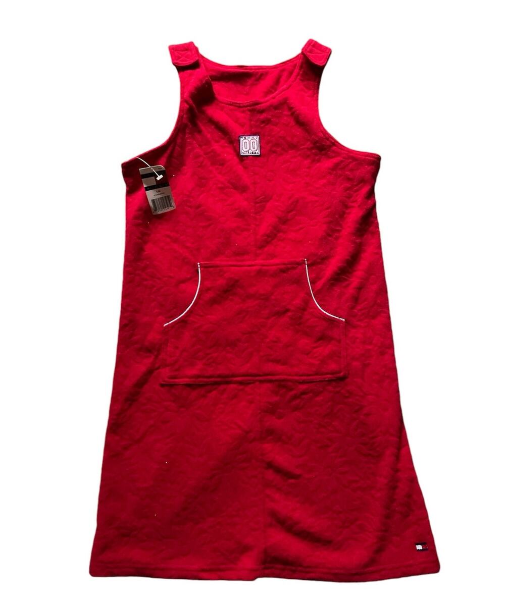 Y2K Red Floral Mini Dress Size Large Vintage Womens 1999 Beach Towel dress TH